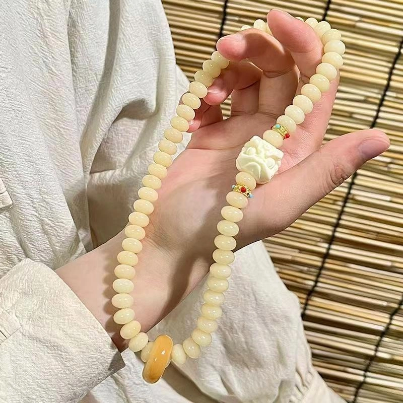 九华山 东方美学│好运蛇年双圈新中式奶油 白玉菩提 手串 男女同款情侣款