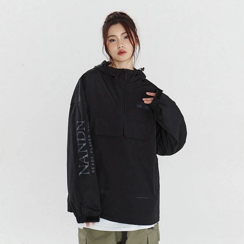 南恩 字母印花拉链连帽滑雪衣 男女同款