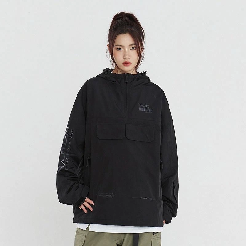 南恩 字母印花拉链连帽滑雪衣 男女同款