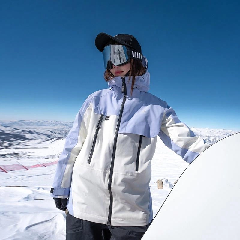 南恩 拼色户外防风防水保暖加厚拉链连帽滑雪衣 男女同款