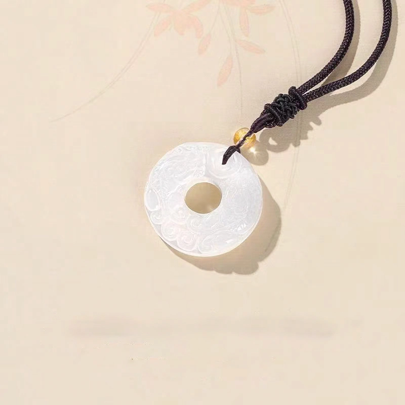 翡宇 [招财貔貅]吞金兽平安扣吊坠 八方来财锁骨链国朝新中式小众轻奢寓意#好运物 玉髓 项链 男女同款情侣款