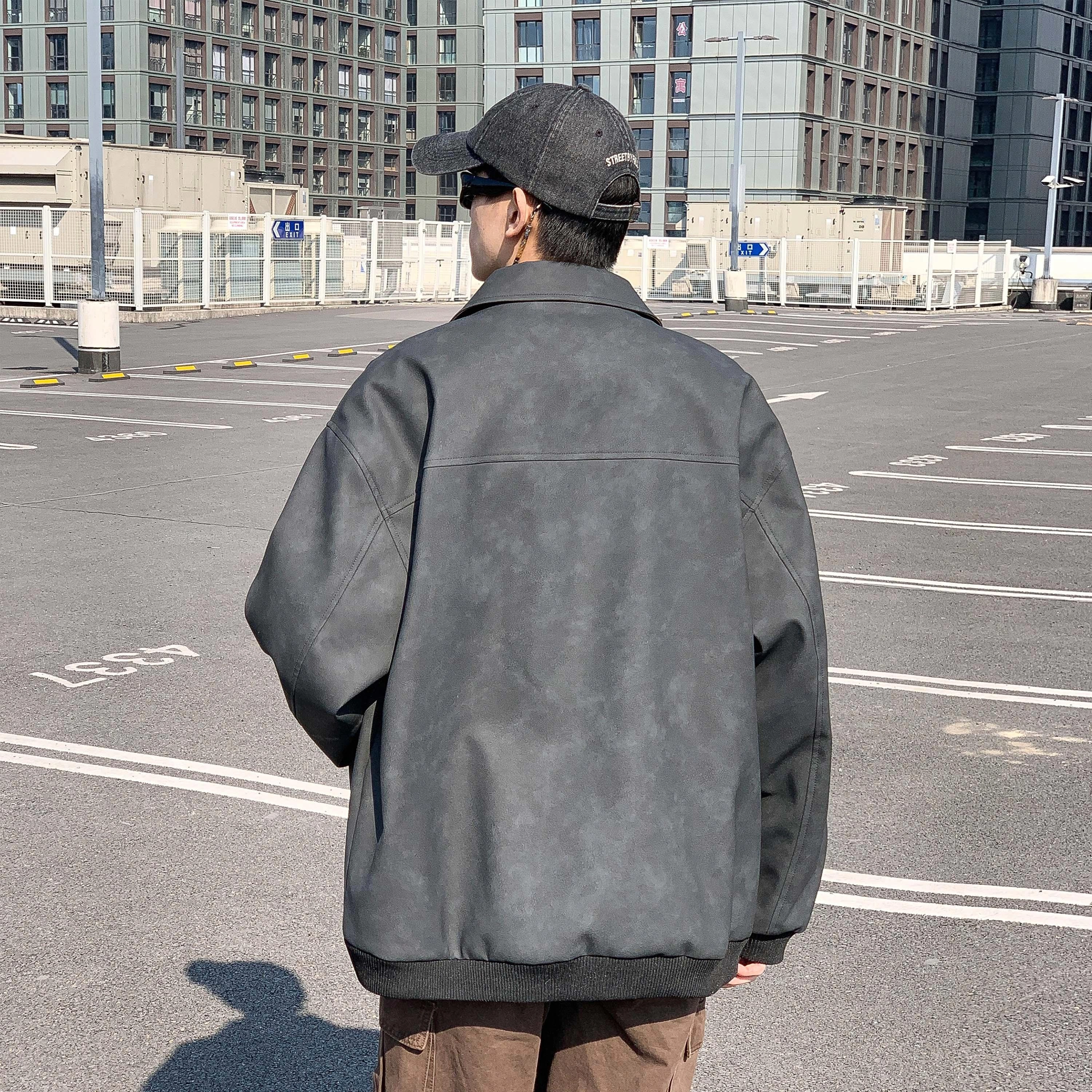 爱肯 美式经典高街复古设计机车痞帅简约中性风日常百搭通勤皮衣 男女同款