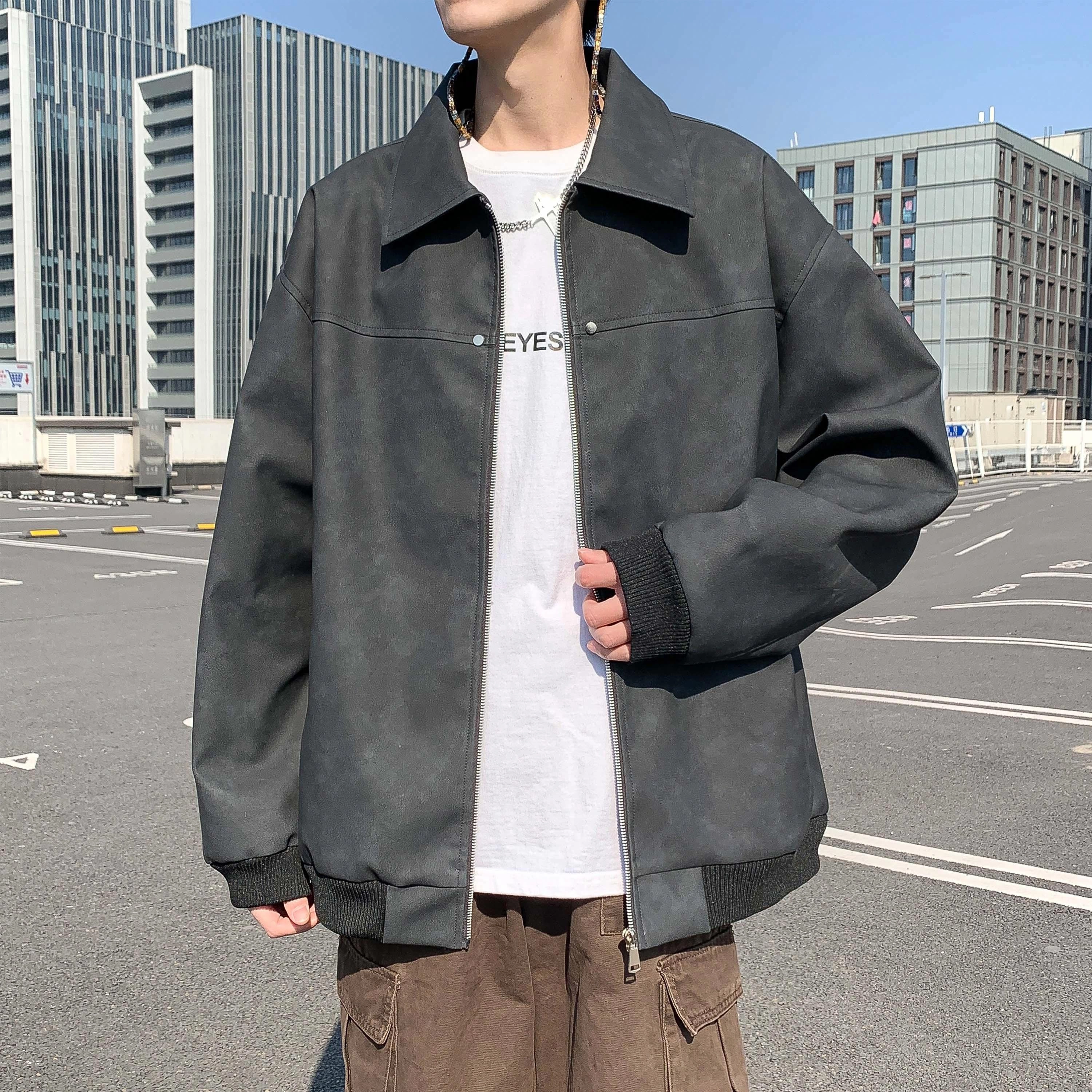 爱肯 美式经典高街复古设计机车痞帅简约中性风日常百搭通勤皮衣 男女同款