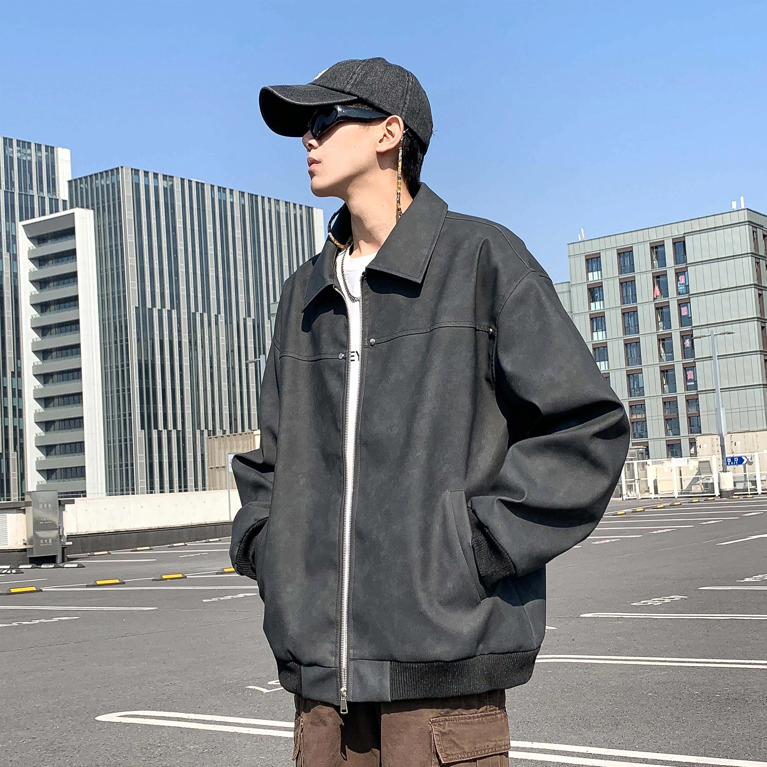 爱肯 美式经典高街复古设计机车痞帅简约中性风日常百搭通勤皮衣 男女同款