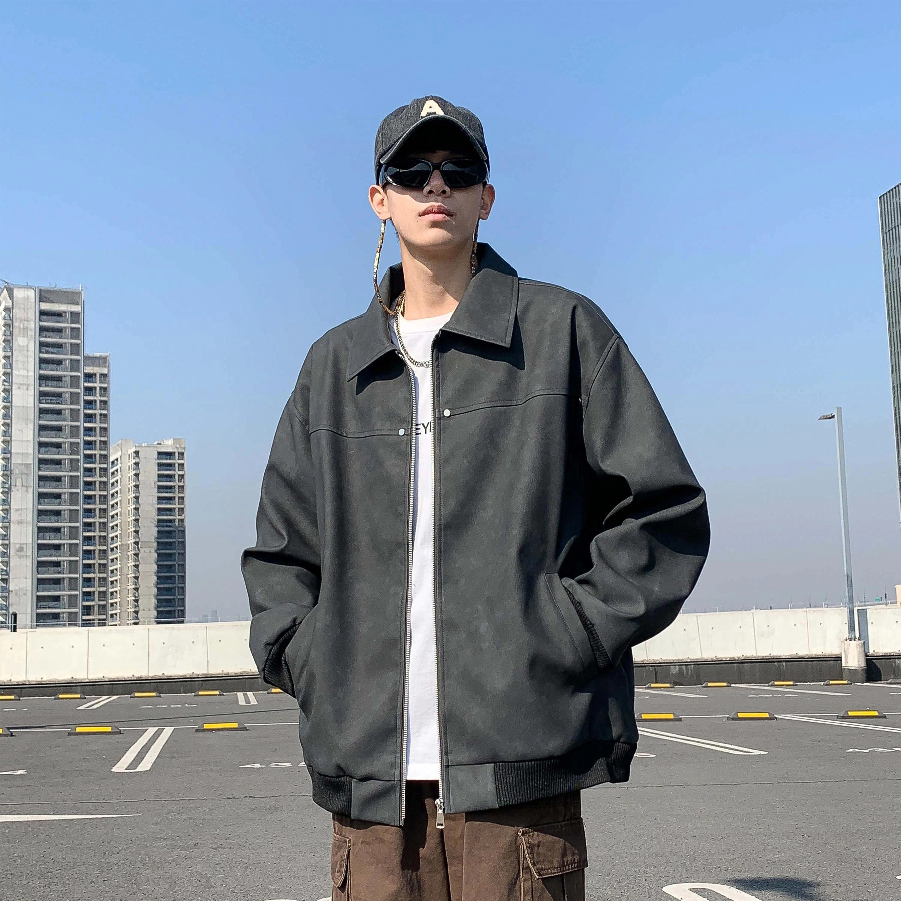 爱肯 美式经典高街复古设计机车痞帅简约中性风日常百搭通勤皮衣 男女同款