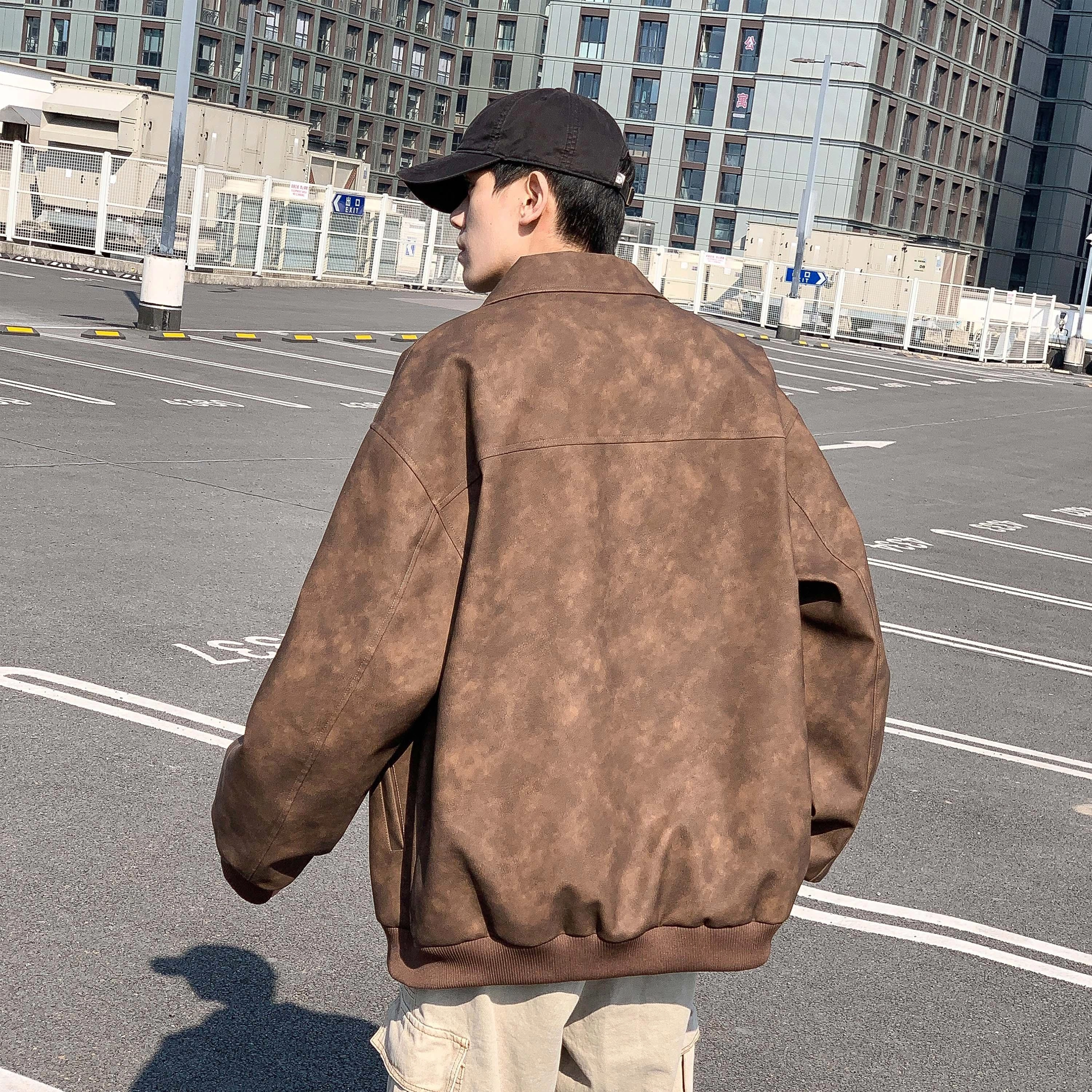 爱肯 美式经典高街复古设计机车痞帅简约中性风日常百搭通勤皮衣 男女同款