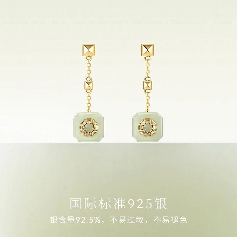 宫主 平安扣 耳环 青玉 女款
