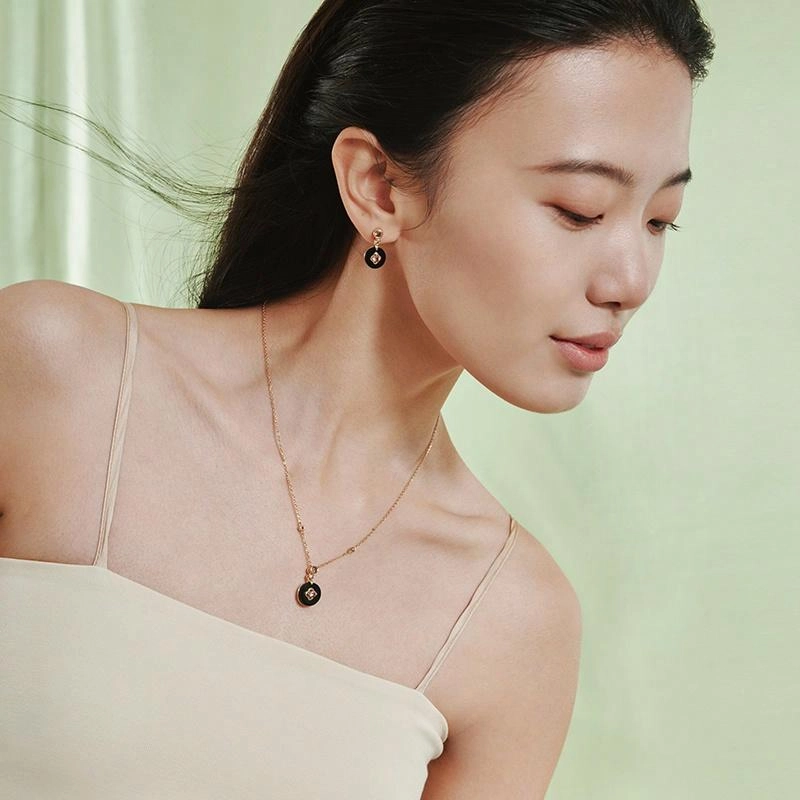 宫主 平安扣 玛瑙 耳环 女款