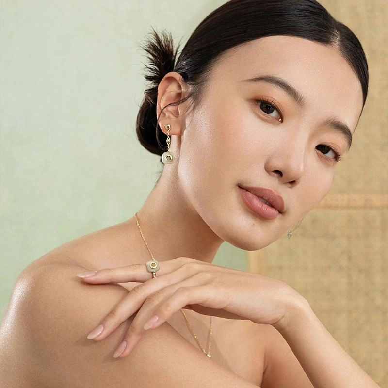宫主 平安扣 耳环 青玉 女款