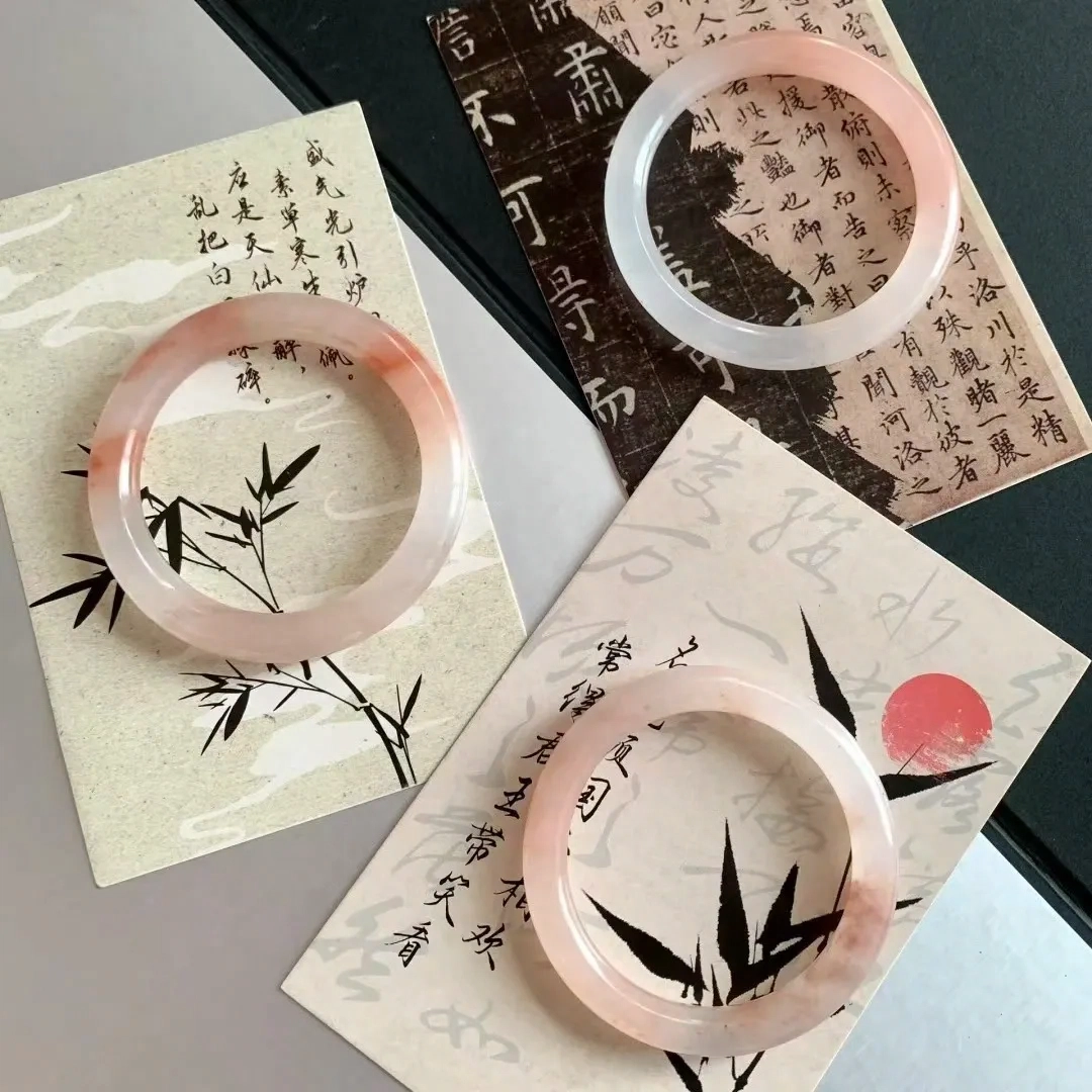 一世倾 新中式国潮桃花酿宽版古风轻奢精致优雅简约小众创意设计高级感甜美可爱大气优雅公主风好运 玛瑙 手镯 男女同款情侣款