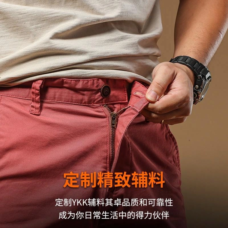 季言 水洗纯棉直筒五分休闲短裤 男款