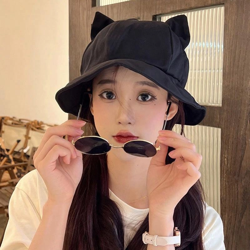 祎步康 可爱猫耳 尚户外街头盆休闲百搭遮阳 棉 渔夫帽 男女同款情侣款