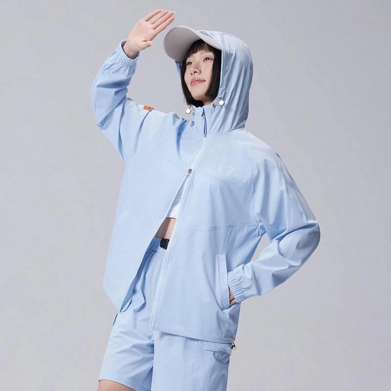 贵人鸟 拼接宽松百搭休闲连帽抽绳防晒服 男女同款