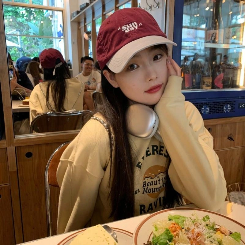 优莲茵 小众撞色设计个性时髦韩系户外复古运动帽子软顶 棉 鸭舌帽 男女同款情侣款