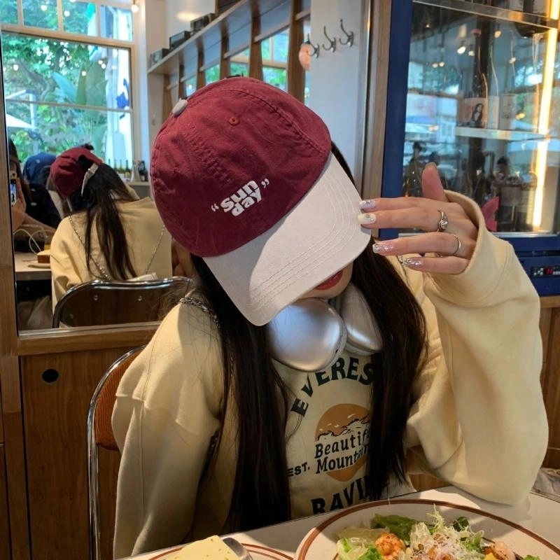 优莲茵 小众撞色设计个性时髦韩系户外复古运动帽子软顶 棉 鸭舌帽 男女同款情侣款