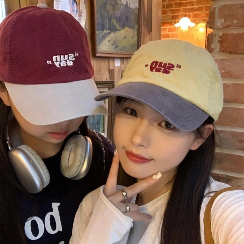 优莲茵 小众撞色设计个性时髦韩系户外复古运动帽子软顶 棉 鸭舌帽 男女同款情侣款