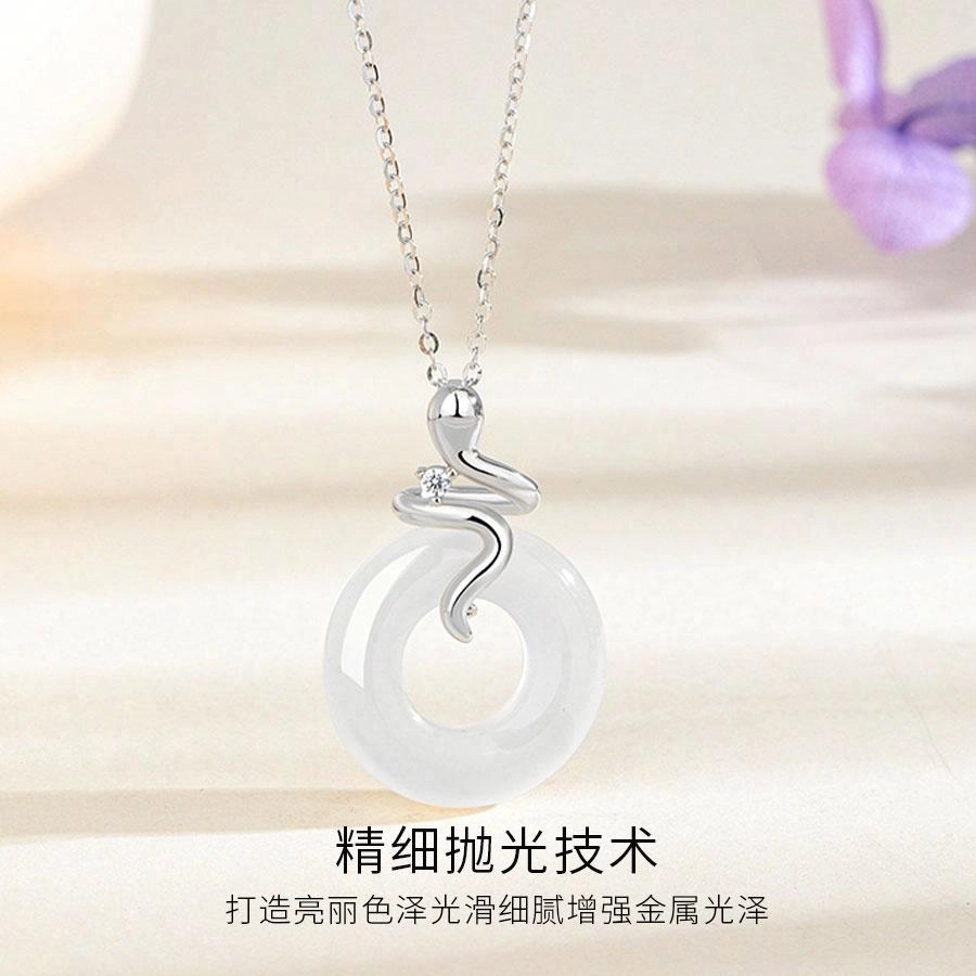 【S925银&扣住平安】 金师傅 灵蛇扣喜乐本命年新中式国潮气质优雅复古百搭小众轻奢高级#好运 玉髓 项链 男女同款情侣款