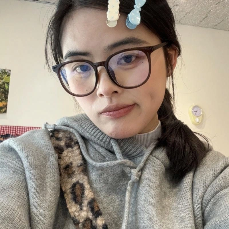 【可配度数】 佐川 时尚高级椰子超轻眼镜框 近视框架 遮脸大脸显脸小 圆形 光学镜架 男女同款情侣款