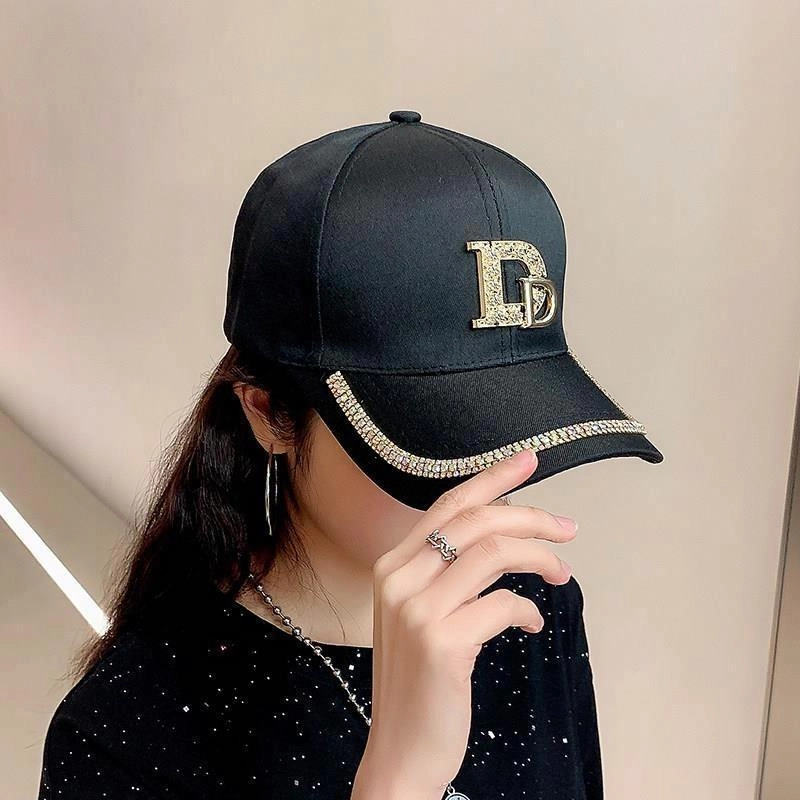 祎步康 字母百搭镶钻高级感 显脸小韩版时尚防晒遮阳 棉涤 鸭舌帽 男女同款情侣款