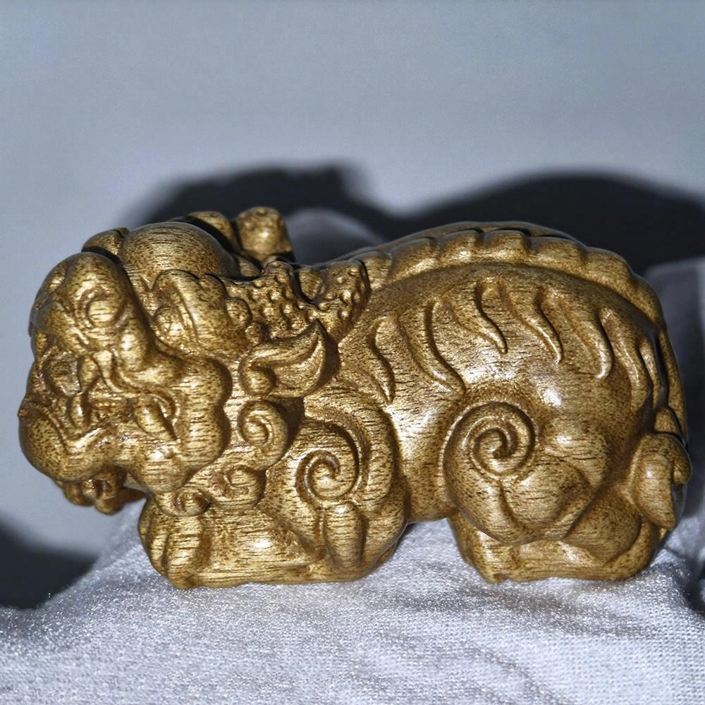 仙作美 祥瑞貔貅招财进宝中式工艺品 楠木 木作摆件 男女同款情侣款