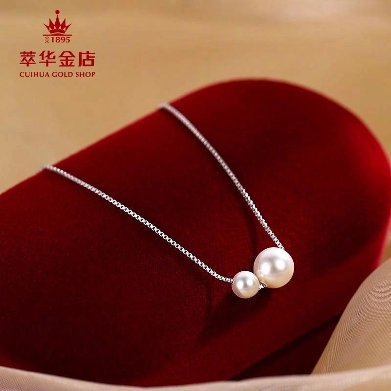 萃华金店 大小  法式轻奢高级感时尚百搭精致 珍珠 项链 女款