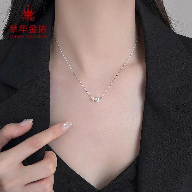 萃华金店 大小  法式轻奢高级感时尚百搭精致 珍珠 项链 女款