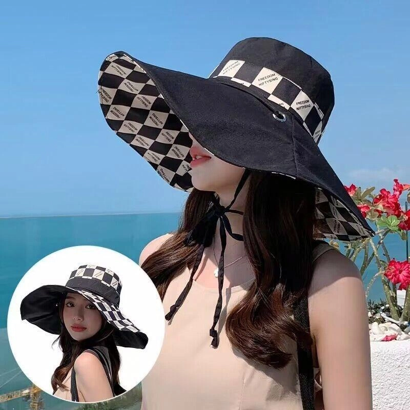 优莲茵 夏季时尚印花双面户外防紫外线遮脸旅游百搭款 棉 渔夫帽 女款