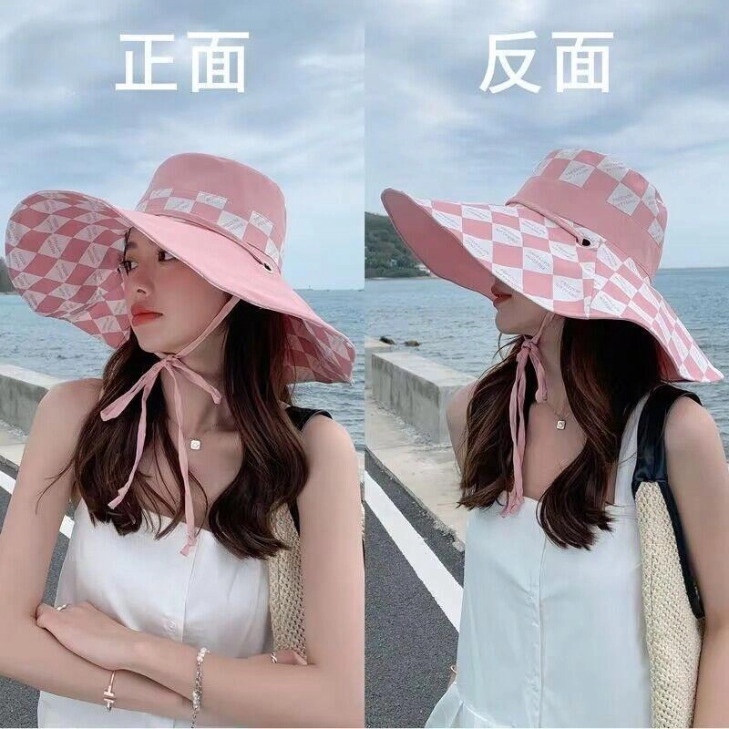优莲茵 夏季时尚印花双面户外防紫外线遮脸旅游百搭款 棉 渔夫帽 女款