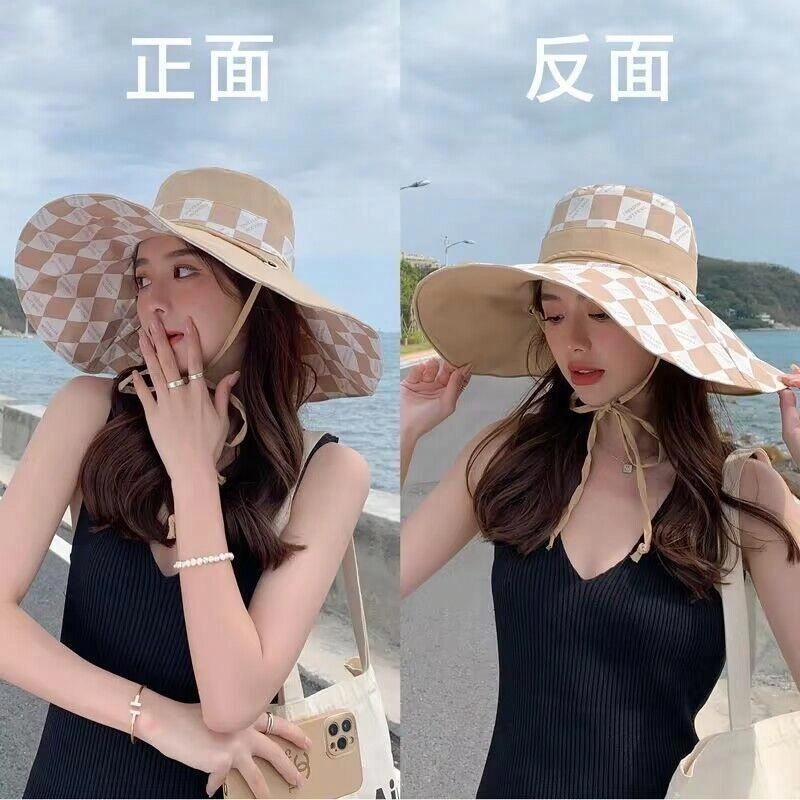 优莲茵 夏季时尚印花双面户外防紫外线遮脸旅游百搭款 棉 渔夫帽 女款