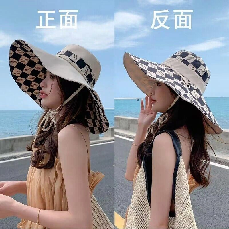 优莲茵 夏季时尚印花双面户外防紫外线遮脸旅游百搭款 棉 渔夫帽 女款