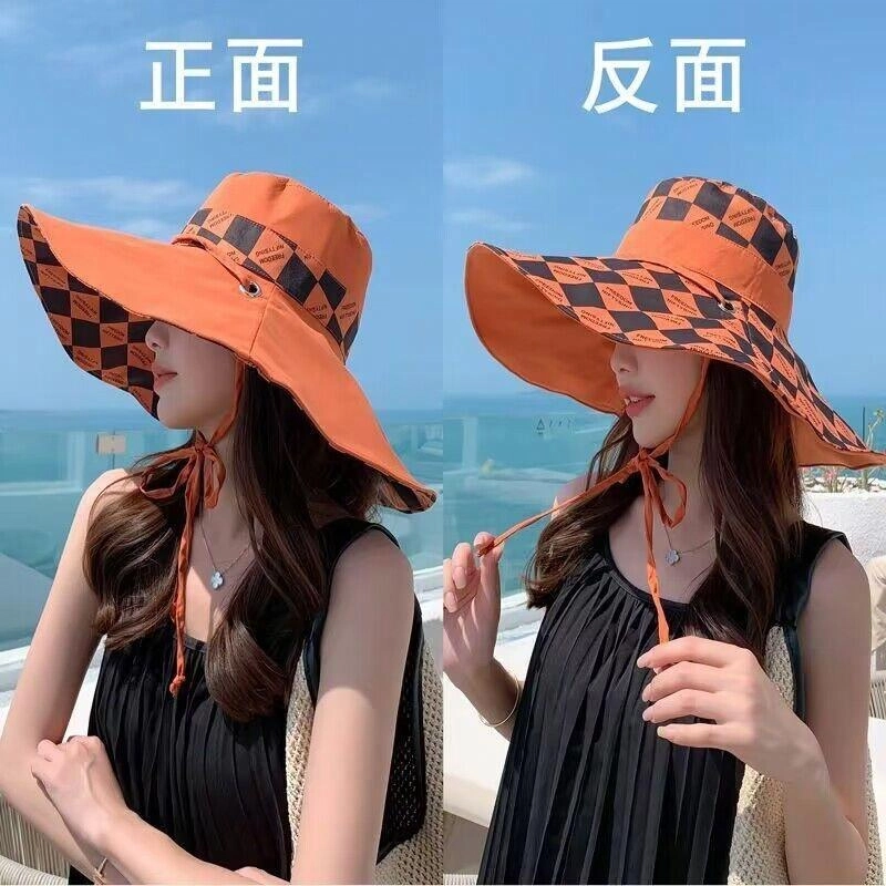 优莲茵 夏季时尚印花双面户外防紫外线遮脸旅游百搭款 棉 渔夫帽 女款