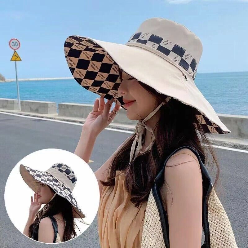 优莲茵 夏季时尚印花双面户外防紫外线遮脸旅游百搭款 棉 渔夫帽 女款
