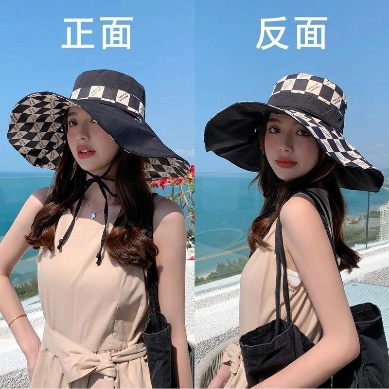 优莲茵 夏季时尚印花双面户外防紫外线遮脸旅游百搭款 棉 渔夫帽 女款
