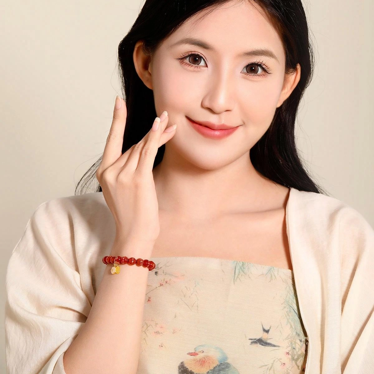 梦金园 喜气盈樱 新中式国四合如意运转平安无事转运珠串珠  精致小众招桃花#好运 玛瑙 手串 女款