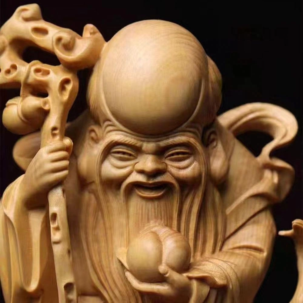 仙作美 雕刻龟鹤寿星吉祥长寿实木雕客厅 崖柏 摆件 男女同款情侣款