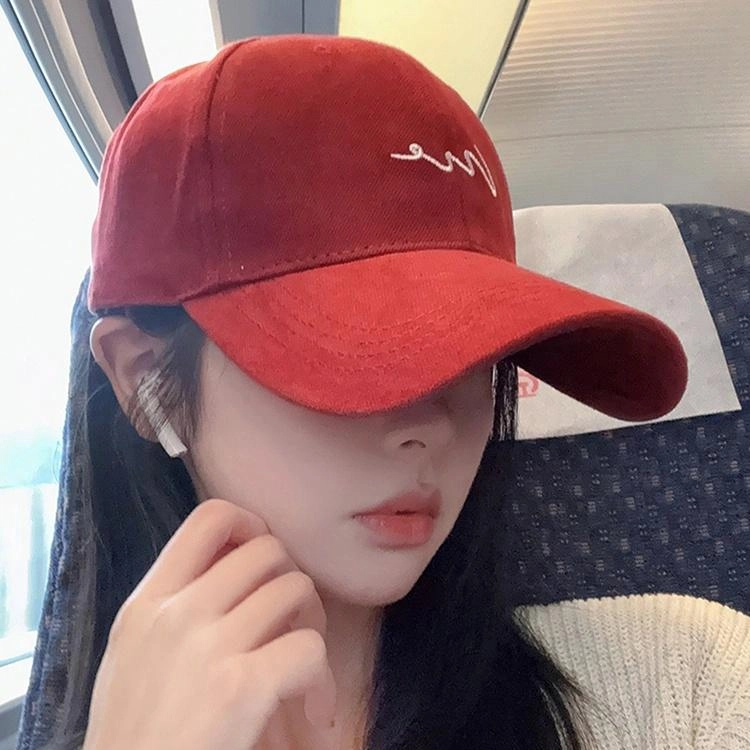 雅鹿优选 时尚简约波浪刺绣学生百搭休闲运动风户外防晒遮阳大头围显脸小 棉 鸭舌帽 男女同款情侣款