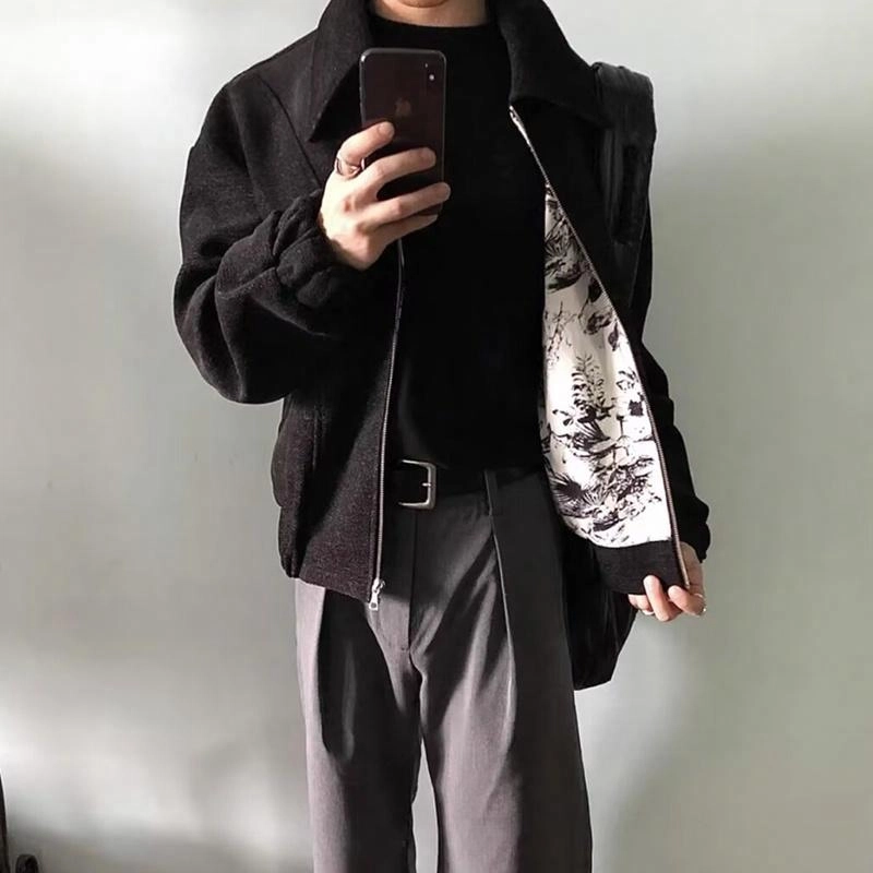 极限涡轮 国潮拉链舒适时尚外套夹克 男女同款 黑色