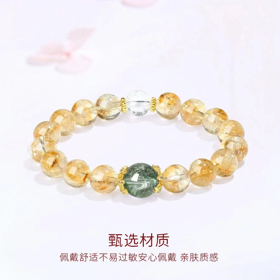 【招财转运】 金师傅 黄水晶串珠手饰 财源滚滚新中式国潮复古气质优雅简约百搭 小众轻奢设计高级感#好运 黄水晶 手串  男女同款情侣款