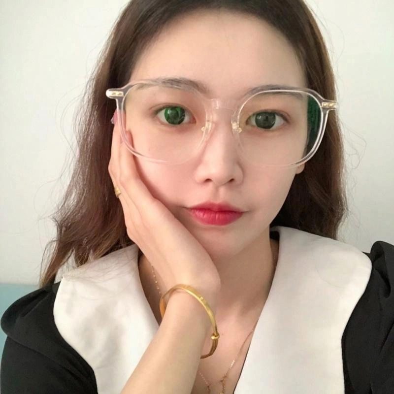 【联系客服可配度数】 佐川 大框平光防蓝光眼镜框大脸显瘦百搭修饰脸型眼镜可配近视 不规则/多边形 功能性眼镜 男女同款情侣款