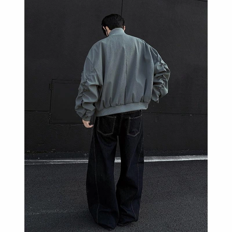 爱肯 美式高街经典潮牌纯色宽松透气舒适夹克外套 男女同款 杏色