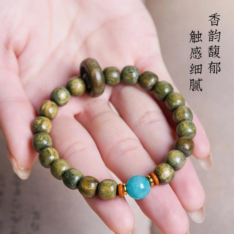 【时来好运】 古木匠 小清新文艺风百搭文玩佛珠手饰 平安喜乐 天官赐福 事业运爆棚 一鸣惊人 未来可期 绿檀 手串 男女同款情侣款