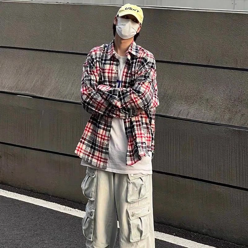 极限涡轮 简约舒适宽松百搭长袖衬衫 男女同款 红色