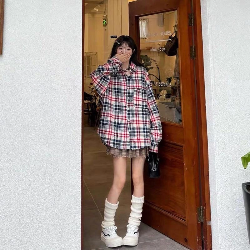 极限涡轮 简约舒适宽松百搭长袖衬衫 男女同款 红色