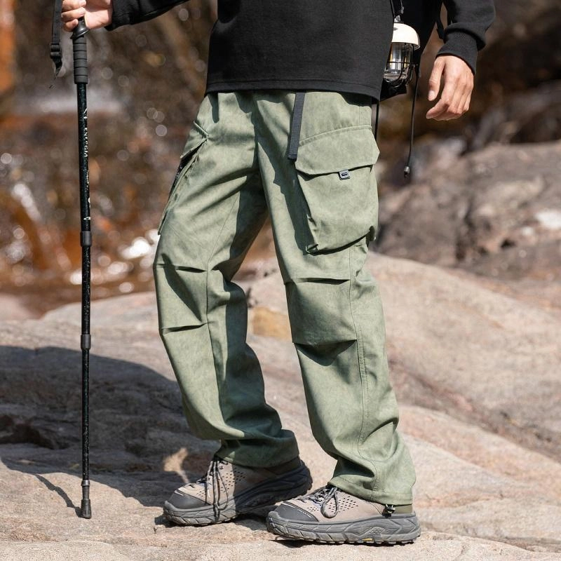 木林森 户外防泼水抗刮耐磨透气不闷汗野营登山钓鱼工装休闲裤 男女同款 迷彩军绿