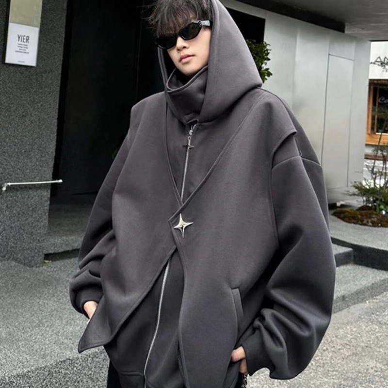 极限涡轮 假两件立领宽松休闲卫衣 男女同款