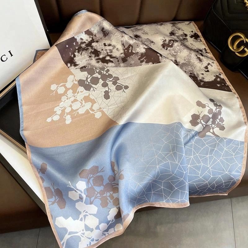 纳兰杜 印花薄款减龄百搭配饰时尚穿搭高级感优雅衬衣飘带包包绑带多功能礼盒装小方巾 桑蚕丝真丝 丝巾 女款 米色