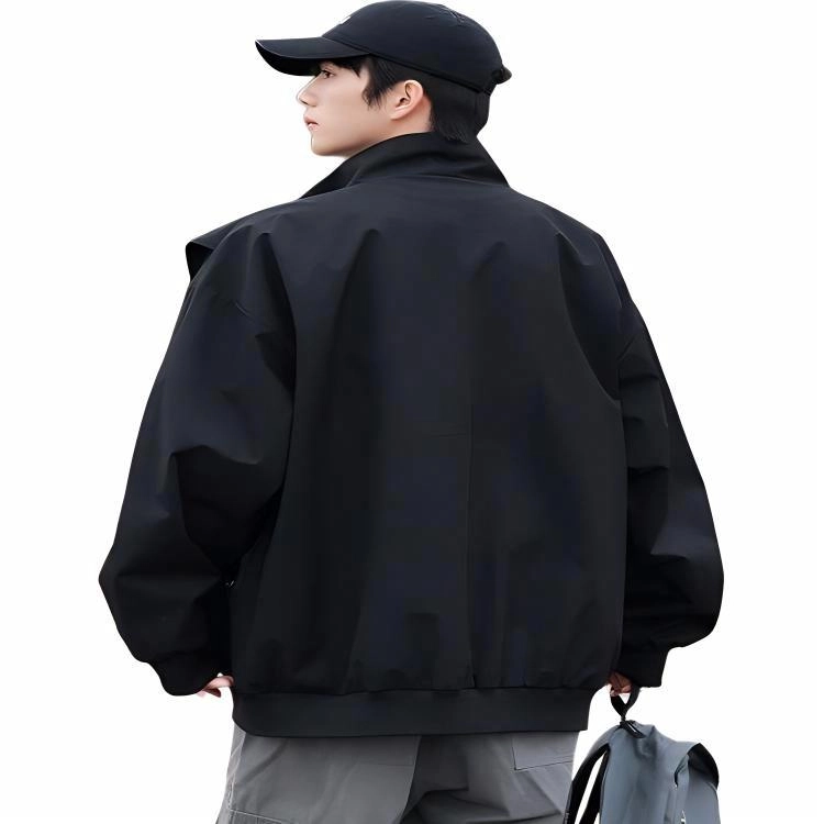 轻迎 硬汉风户外立领纯色夹克外套 男款