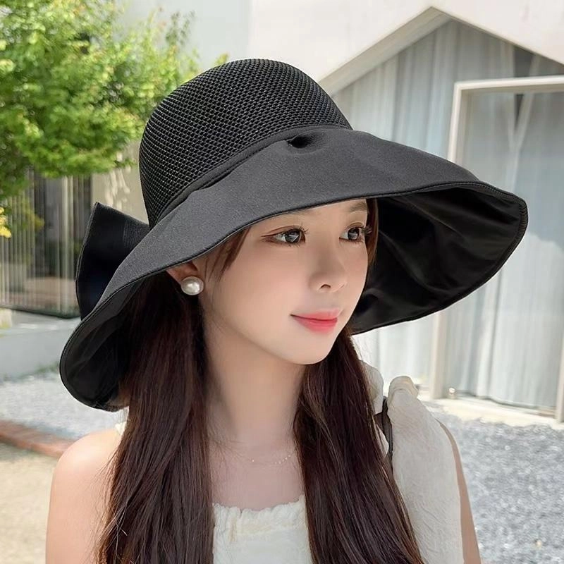 朵澜 夏季加大帽檐防紫外线户外遮阳帽出游遮脸 氨纶 防晒帽 女款