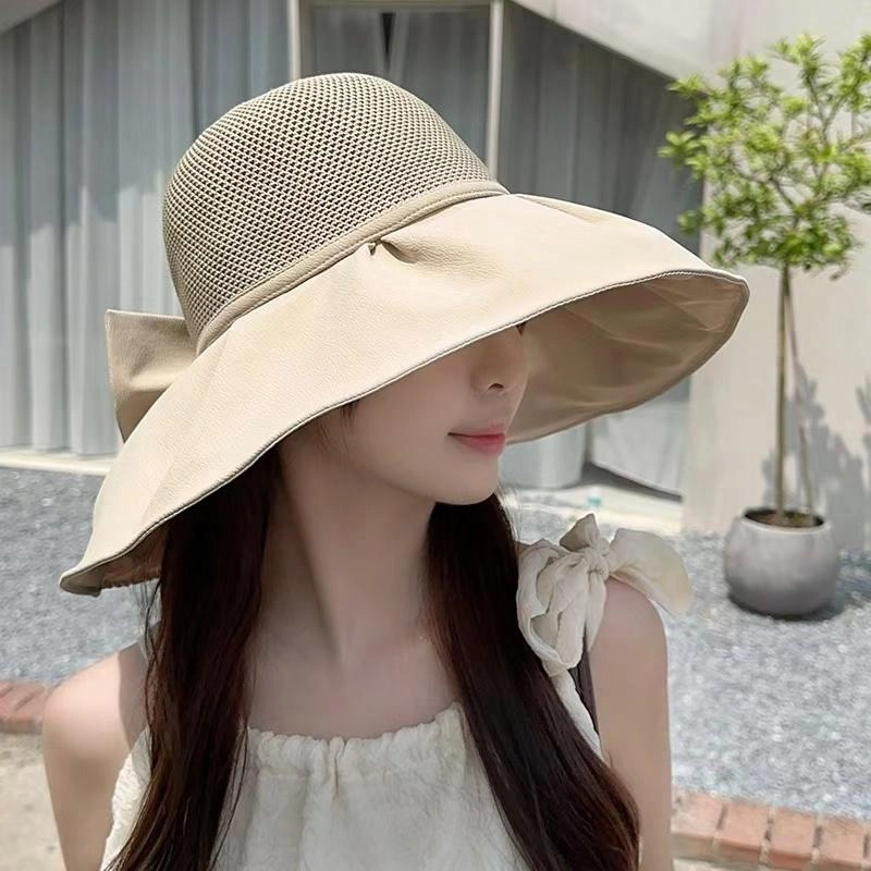 朵澜 夏季加大帽檐防紫外线户外遮阳帽出游遮脸 氨纶 防晒帽 女款