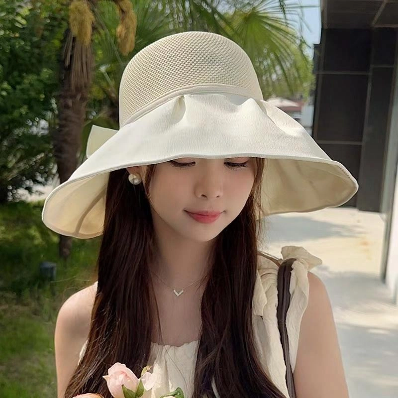 朵澜 夏季加大帽檐防紫外线户外遮阳帽出游遮脸 氨纶 防晒帽 女款